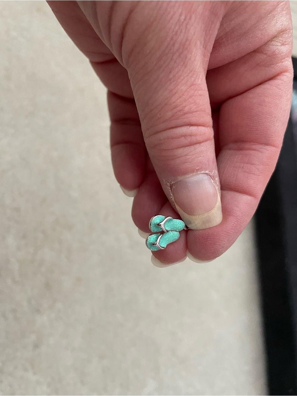 Sterling Silver and green flip flop pendant